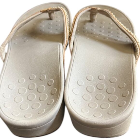 Vionic Pacific Kehoe Studded Toe Post Wedge Sandals - Tan/Brass - 9 - Picture 7 of 11